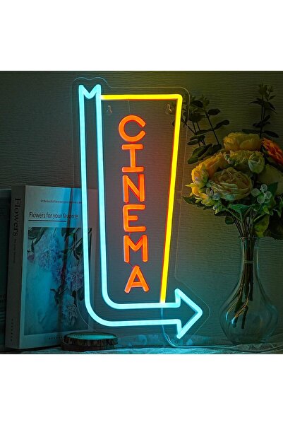 Slasa Cinema Arrow Acrylic Neon Sign Acrylic Base Multicolor LED 20x42 cm