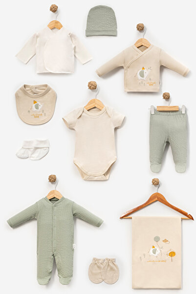 Bebitof 10-Piece Boxed Newborn Hospital Discharge Bodysuit Set with Elephant ...