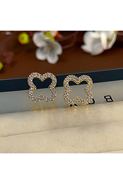 Choice A New Fashion Leaf Hollow Zircon Stud Earrings for Women Elegant Niche...