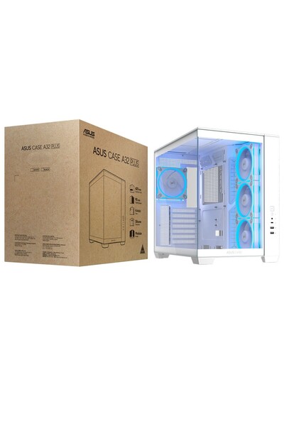 ASUS A32 PLUS TG ARGB Beyaz USB 3.2 ATX Mid-Tower Gaming (Oyuncu) Kasası (90D...