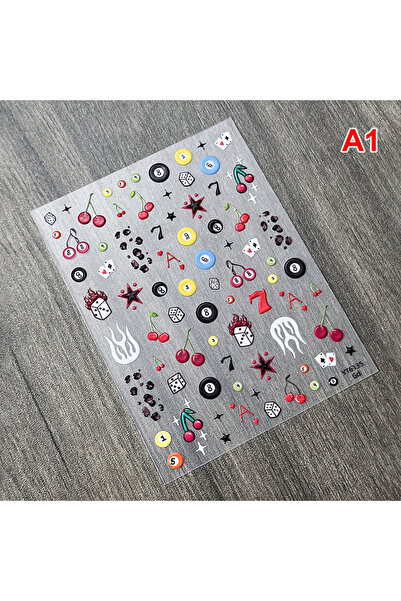 Choice ملصقات أظافر بتصميم مكعبات البلياردو الكرزية ثلاثية الأبعاد A1 ☆☆☆، إك...