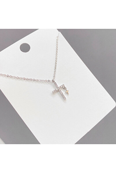 Choice 40cm qd542-2s Fashion Stainless Steel Necklace For Women Zircon Cross ...