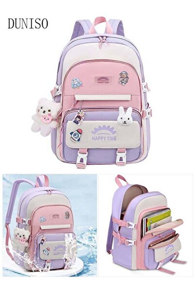 DOMEET Girl's School Backpack Waterproof Book Bag with Compartments and Doll ...