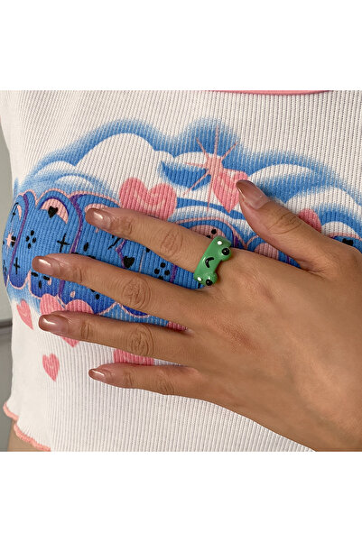 Choice خاتم ضفدع أخضر من الأكريليك، مقاس واحد، خواتم راتنجية للنساء والفتيات،...