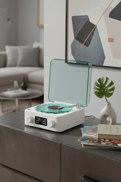 Onetick Nostalji Plak Görünümlü Bluetooth Hoparlör | Gece Lambası