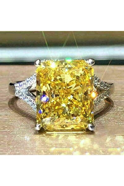 Choice4 7 خواتم هويتان الفاخرة من الزركونيا المكعبة الصفراء الكبيرة Q529، بتص...