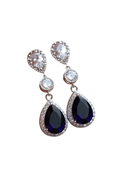 OEM CAOSHI Vintage Style Earrings Plated with 925 Silver, with Blue Sapphire ...