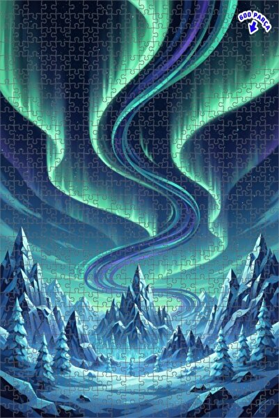 Teona Ahşap Kuzey Işıkları Manzarası Dijital Sanat Görünümlü Çift Katlı Çerçe...