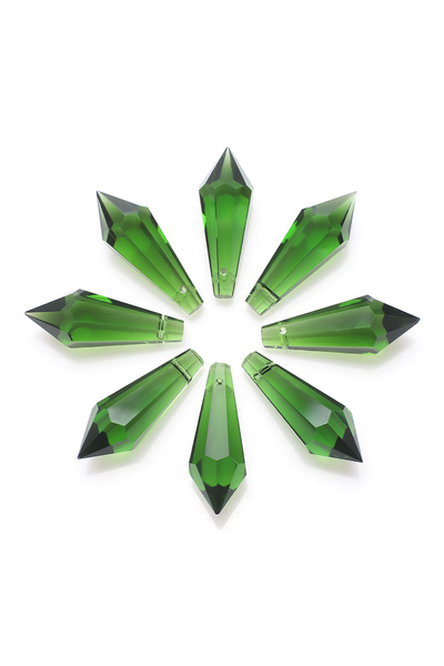 Choice 5 قطع من خرز الكريستال الملون المدبب، لون أخضر عشبي، مقاس 14 × 38 مم، ...