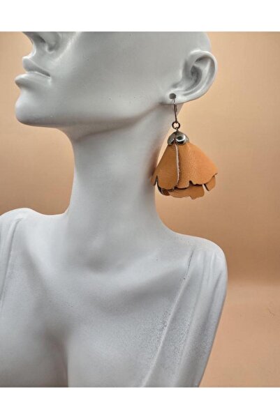 Verdandi Leather ORANGE FLOWER EARRINGS