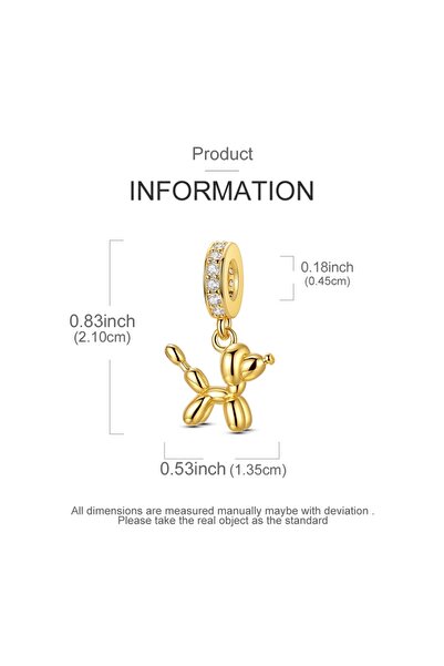 Choice KTC895-GD Charm 925 Sterling Silver Colorful Air Balloon Poodle Pendan...