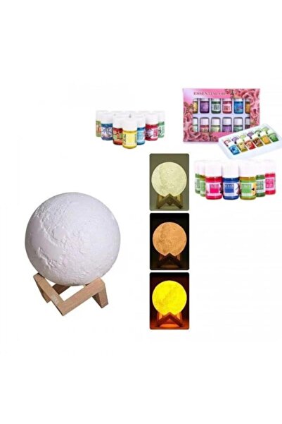 OEM Night Light with Humidifier, Luna Moon 3D + Gift 12 Essential Oils