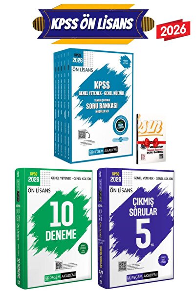 Pegem Akademi Yayıncılık 2026 Pegem Ön Lisans Soru Bankası+Önlisans Deneme+Ön...