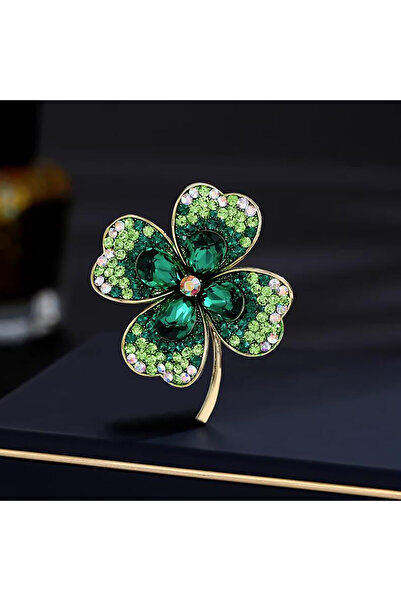 Choice بروشات برسيم مرصعة بأحجار الراين، لون أخضر، رائجة، بتصاميم عصرية، مناس...