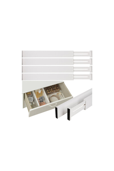 Ruhhy Organizator de sertare, separator telescopic reglabil, set de 4 piese, alb