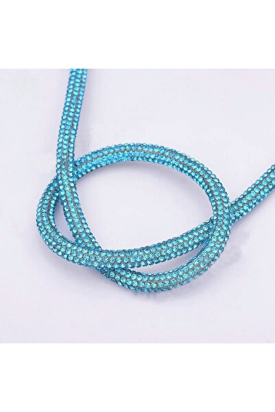Choice Lake Blue 1 Meter Rhinestone Glitter Rope 3.5mm Rainbow Rhinestones Tu...