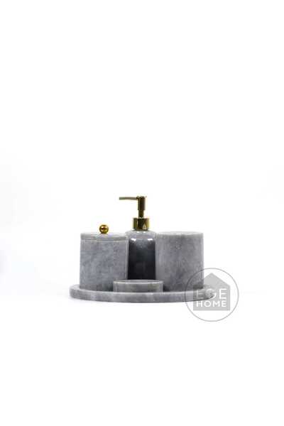 ege gross Διακοσμητικό Σετ Μπάνιου από Γκρι Μάρμαρο 5 τεμαχίων Χρυσό Σετ Σχεδ...