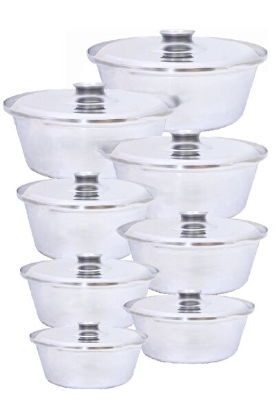 saif Set of 8 conical aluminum pots, sizes 16/18/20/22/24/26/28/30 cm