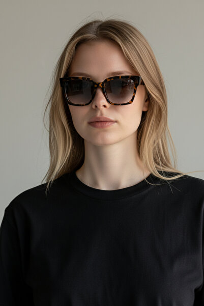 Marco Salvadori Leopard Patterned Women's Bone Sunglasses