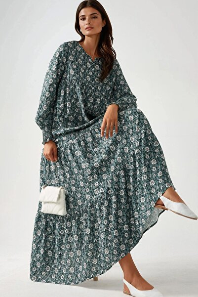 Hiccup Rochie maxi din viscoză cu guler rotund și imprimeu