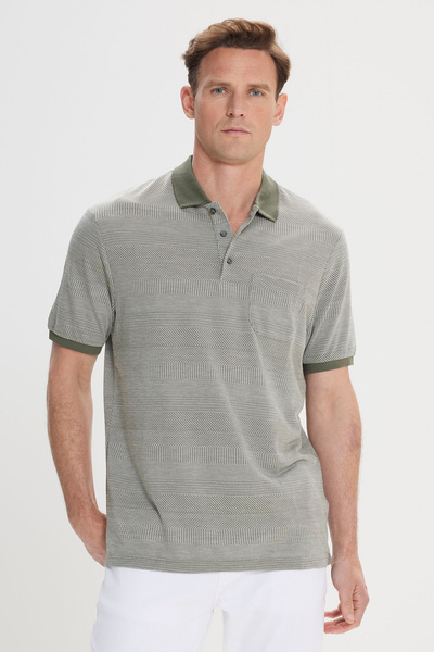 AC&Co / Altınyıldız Classics Ανδρικό μπλουζάκι με λαιμόκοψη πόλο, ανοιχτό πρά...