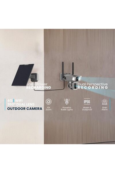 Powerology 4G/WiFi 360°Dual Lens Security Outdoor Camera