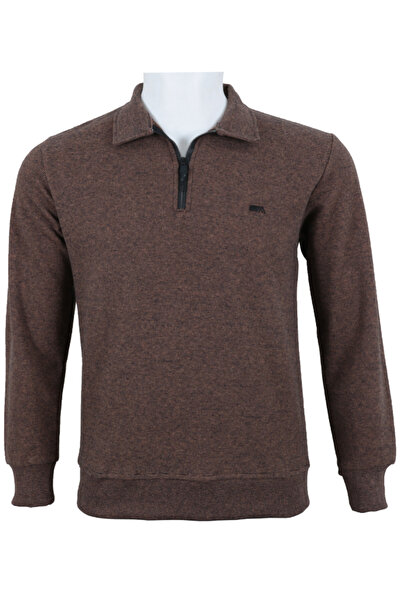 Modarar Men's Sweater Half Zip Brown Rar01375
