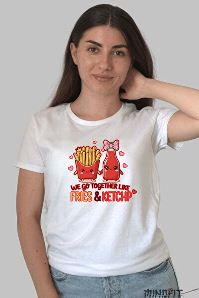 GILDAN Tricou Valentine S Day Cuplu We Go Together Like Fries And Ketchup Dama