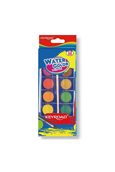 KEYROAD Watercolors 12 colors and brush/plastic case