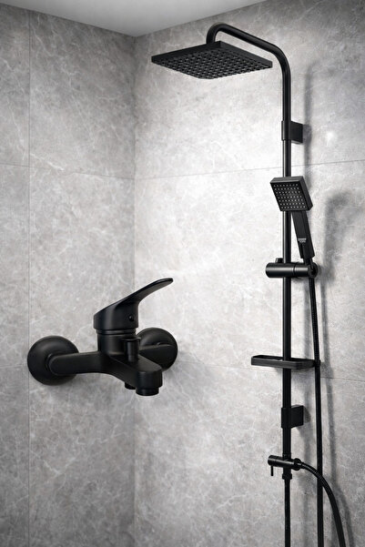 RocciArmatur SİYAH ROBOT SETİ SİYAH KROM PİRİNÇ BANYO BATARYASI 2’Lİ SET DUŞ ...