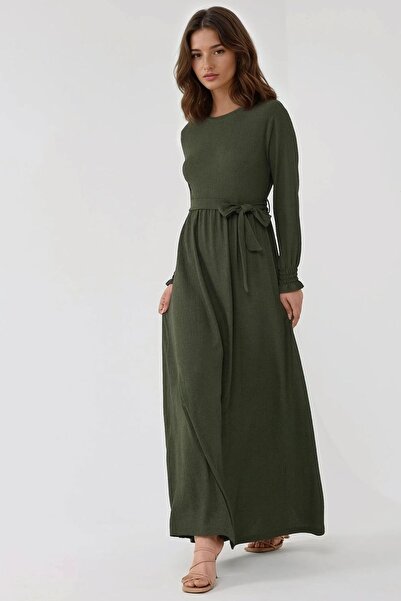 Hiccup فستان محتشم بحزام وياقة دائرية