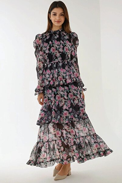 Hiccup Rochie maxi cu imprimeu floral și volane