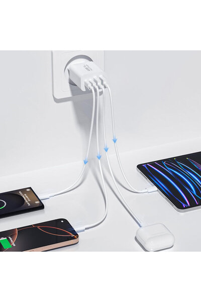 Techsuit Fast Charge charger, Type-C socket, USB, 40W PowerXQuad CH4, white