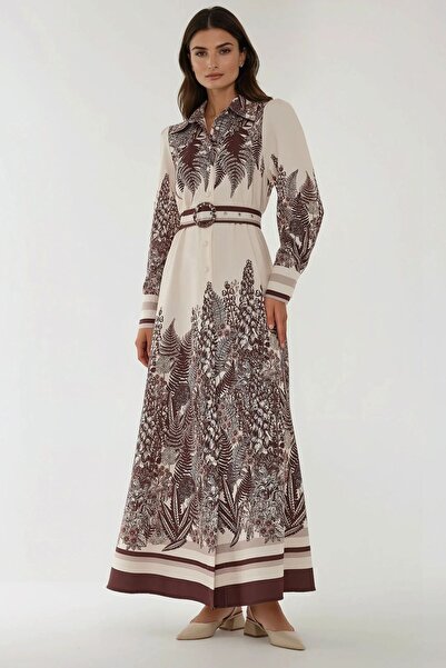 Hiccup Rochie maxi cu mânecă lungă și imprimeu și curea