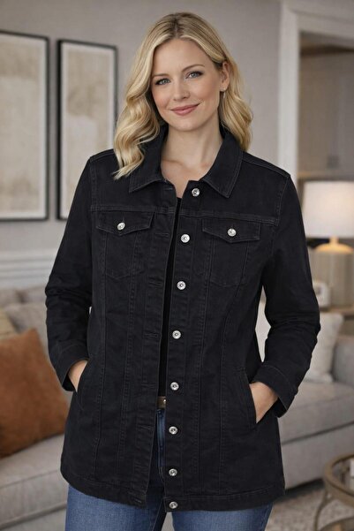 BONİTA Long Denim Coat with Lycra Lining and Pocket