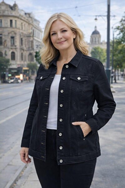 BONİTA Long Denim Coat with Detailled Slit Bags and Flap Pockets