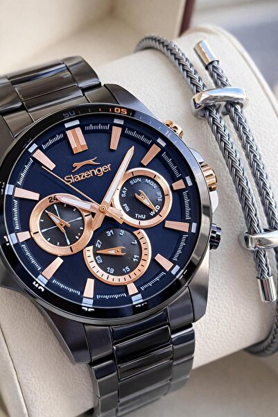 Slazenger Steel Cord Inner Functions Active 10 Atm Water Resistant Men's Wris...