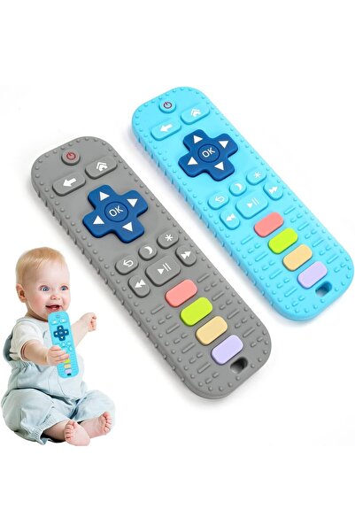 ENAR Baby food grade remote control Tether silicone grinding toy 2-piece set