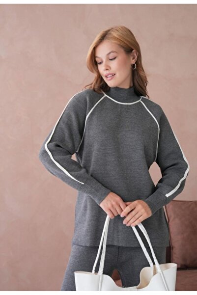 fuşyha butik Turtleneck Stitch-Free Bottom and Top Anti-Pilling Knitwear Set