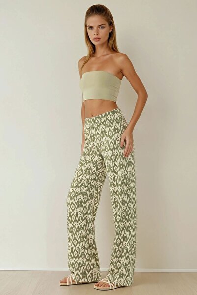 Hiccup High Waist Wide Leg Patterned Trousers