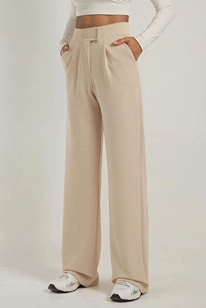 Hiccup Yüksek Bel Likralı Cırt Kapamalı Krep Palazzo Pantolon