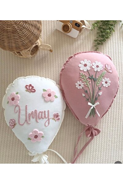 By Sirin Yıldız Çiçekli balon yastık 2li set bebek odası dekorasyonu