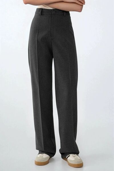 Hiccup Yüksek Bel Straight Kumaş Pantolon