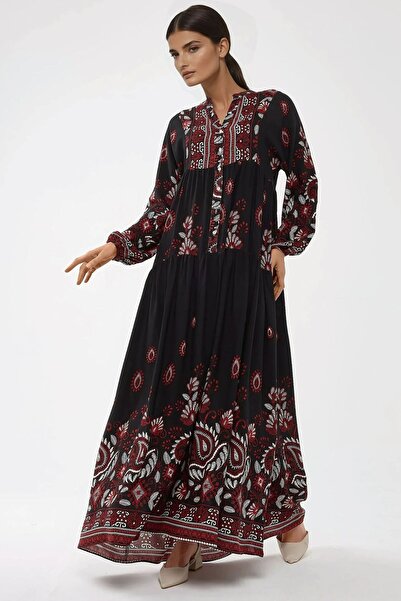 Hiccup Τυπωμένο μακρυμάνικο φόρεμα βισκόζης