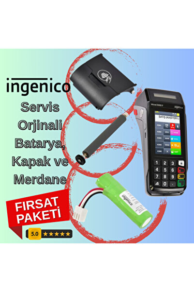 ingenico Move 5000F Birebir Orjinal 3'lü Set - Batarya, Yazıcı Kapağı ve Merd...