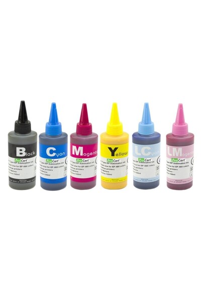 PROCART Pack of 6 sublimation ink colors, 100 ml/color, Epson compatible
