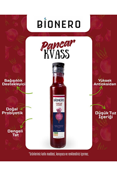 Bionero Foods Doğal Probiyotik Pancar Kvass 250 ml Cam Şişe