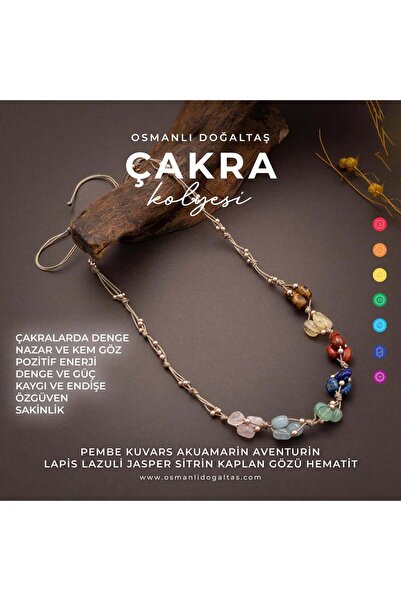 OSMANLI DOĞAL TAŞ Certified Chakra Natural Stone Macrame Necklace (Sk:343)