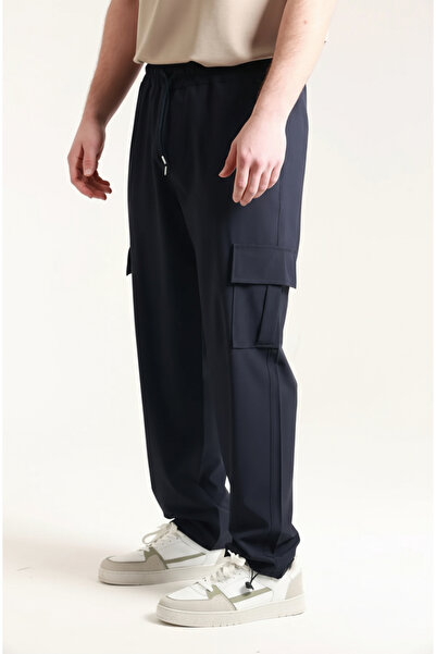 Sizce Moda Ανδρικό υφασμάτινο παντελόνι φόρμας Navy Blue Parachute |   Σετ πλ...