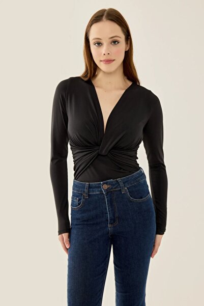 Hiccup Long-sleeved bodysuit with V-neck, slim fit